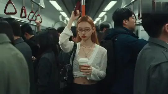 Девушка в переполненном метро